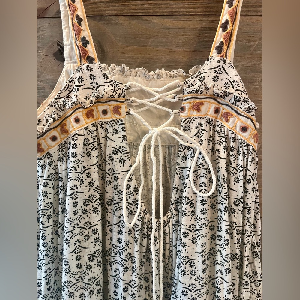 Free People Backless Dress - Cream and Orange - Picture 4 of 12